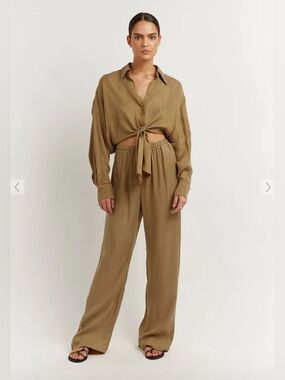 DISSH Marco Relaxed Flowy Wide Leg Pull On Pant in Pampas AU12/US8